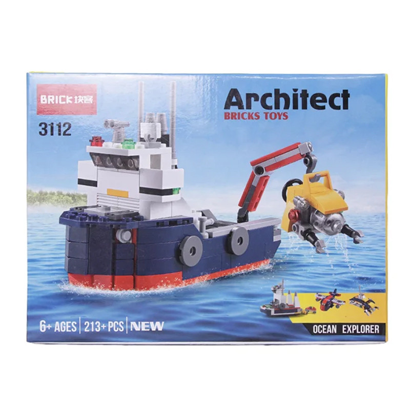 Decool Architect Ocean Explorer Detection Ship Submarine Aircraft In  Building Block Bricks 213 Pcs