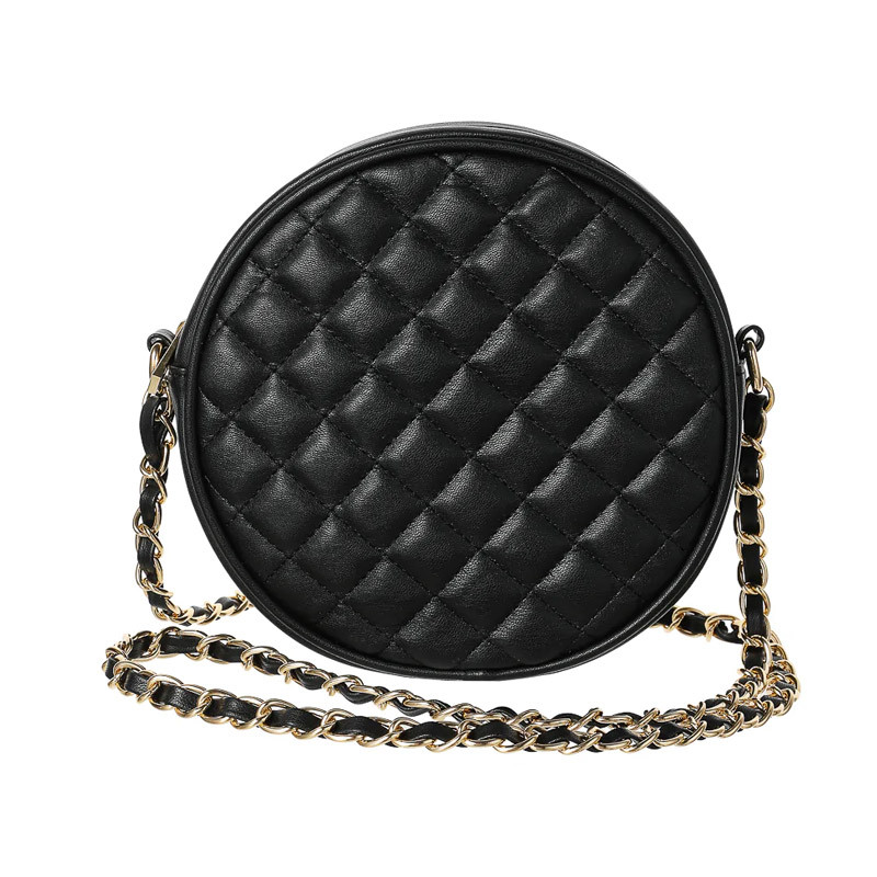 Miniso Diamond Lattice Pattern Round Crossbody Bag (Black)
