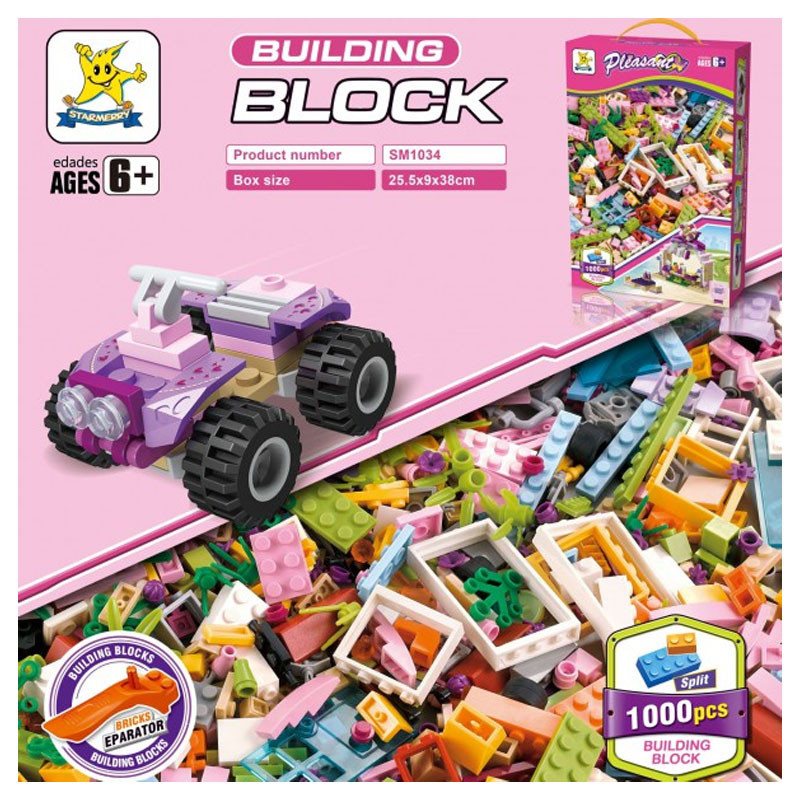 Building blocks Creative Set For Kids New Pink Pleasant Split 1000 Pcs