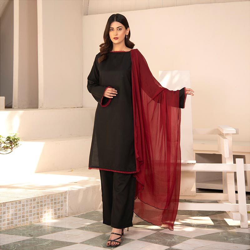 Pakistani Black Dress With Red Dupatta Buy Blacked Beauty Dress By