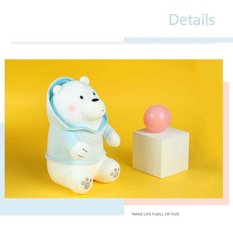 MINISO AU We Bare Bears Plush Toy With Hoodie (Ice Bear) MINISO