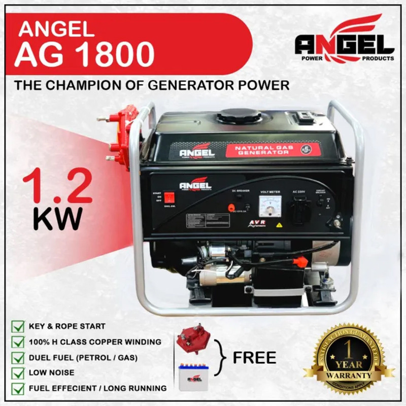 Angel AG 1800 1.2 KW (1.Kva) Portable Generator With Official Warranty