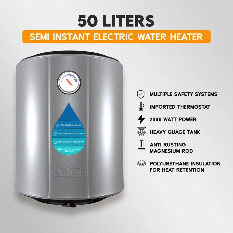 Hanco HEG-50L Semi Instant Electric Water Heater – 50 Litres – Smart  Electric Geyser With Official Warranty