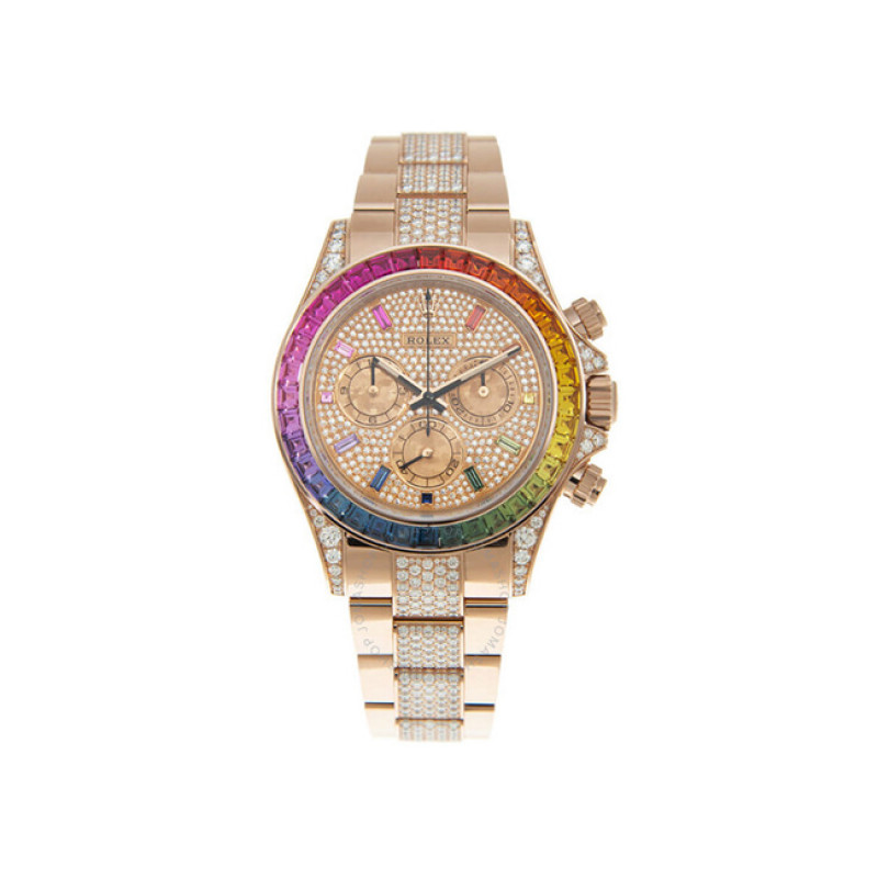Daytona Rose Rolex Cosmograph Daytona Rainbow Watch Rolex Cosmograph  Daytona Chronograph Automatic Rainbow Pave Watch