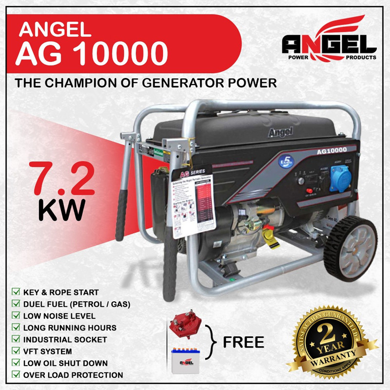 Angel AG 10000 7.2 KW (10Kva) Portable Generator With Official Warranty