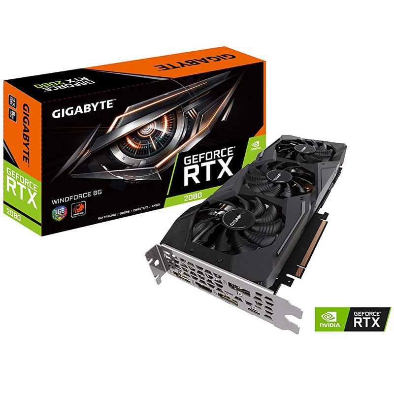 Gigabyte GeForce RTX 2080 Windforce 8G Graphics Card 3X Windforce Fans 8GB  256-Bit GDDR6