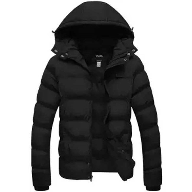 Shop Mart Black Leather Puffer Parachute Jacket For Men 02