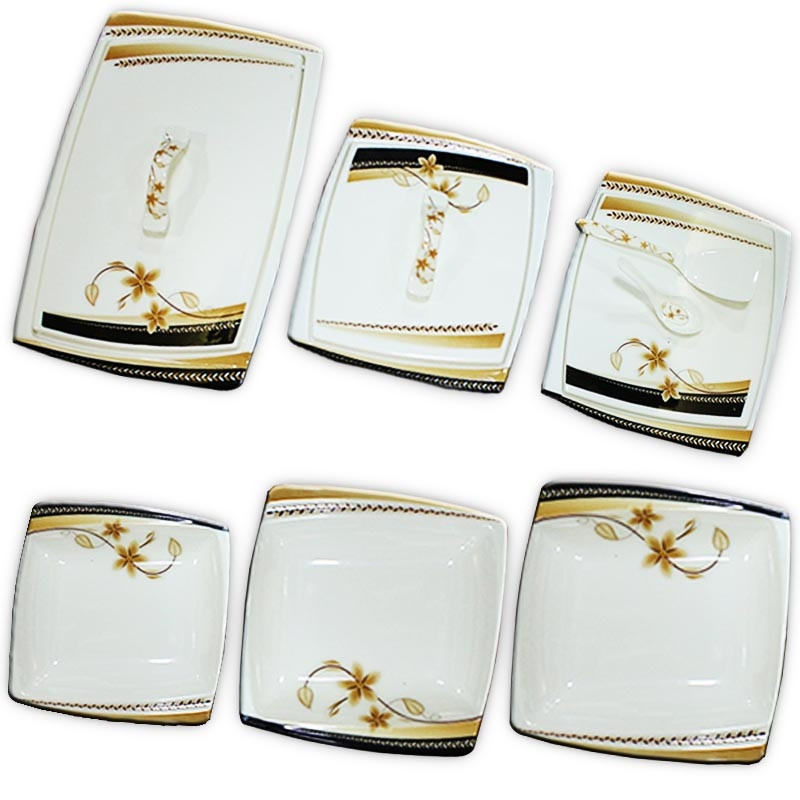 DMW Milton Pearl Square 64 Pieces Dinner Set