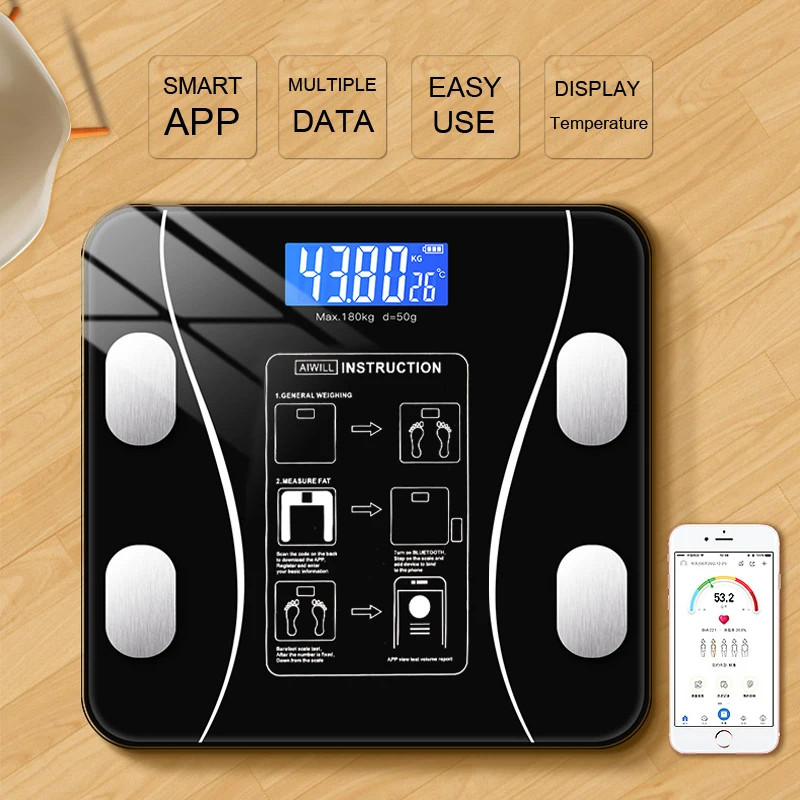 Smart Scale for Body Weight, Tempered Glass Electronic Digital Body Weight  Scale upto 180KG