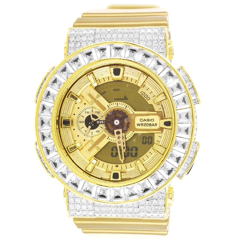Casio G-Shock Baguette Bezel Digital Watch Gold Finish 47mm