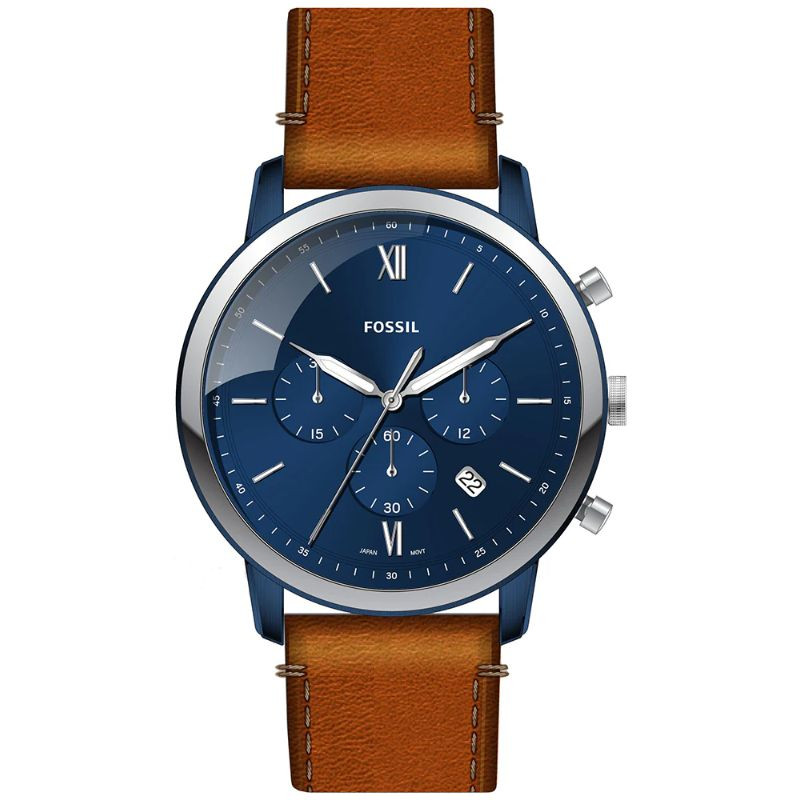 Buy Fossil Men's Quartz Leather Strap Blue Dial 44mm Watch FS5791 - Main Image