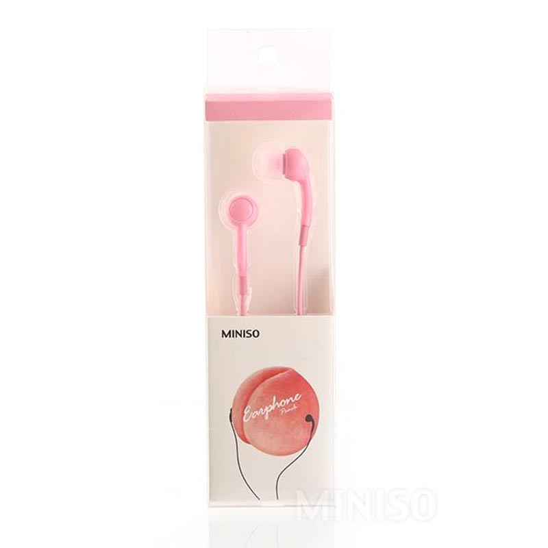 Miniso Pink Colour Earphones Miniso Fruit Series Peach Headphones